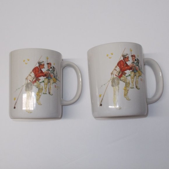 2 mugs "Trout Dinner" by Norman Rockwell - Picture 2 of 7